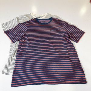 L.L. Bean Men T-Shirt Lot of 2 - Size Large - Striped